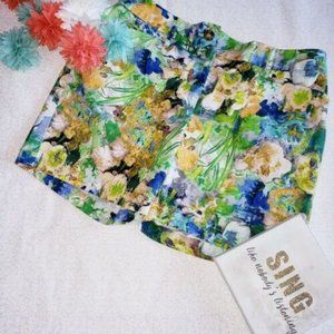Lands End Colorful Watercolor Mid-Rise Shorts